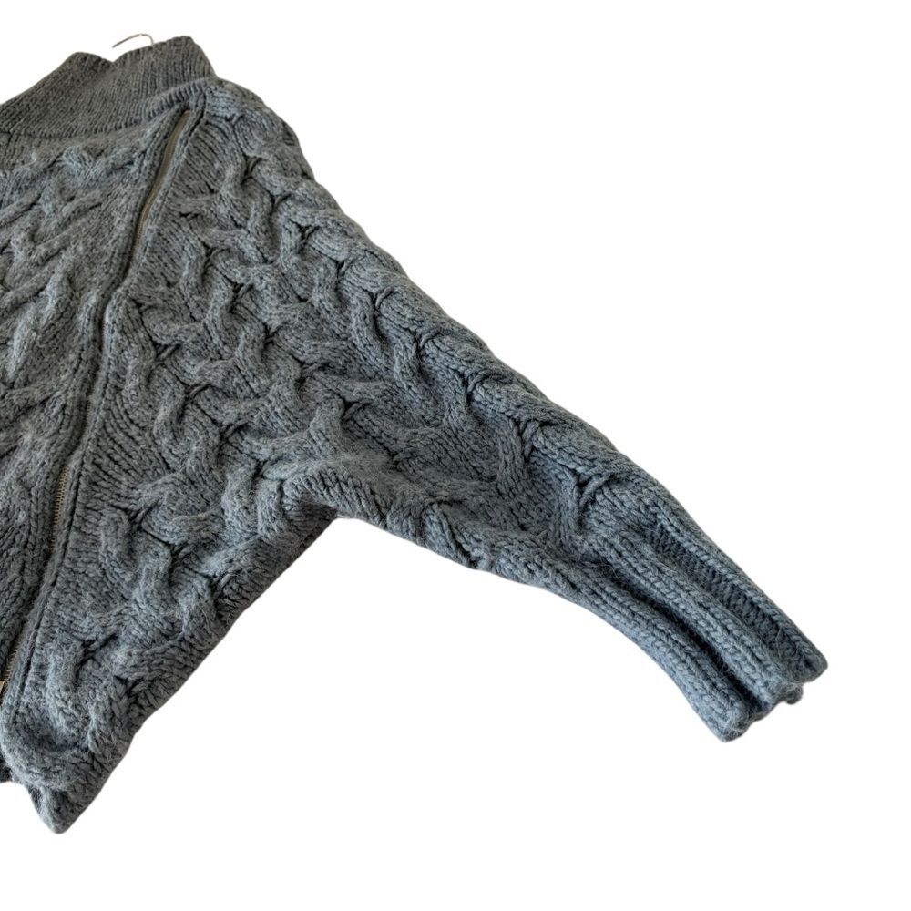 Free People Oversized Wool/Alpaca Grey/Blue Sweater Silver Zippers Sz S - Picture 4 of 10